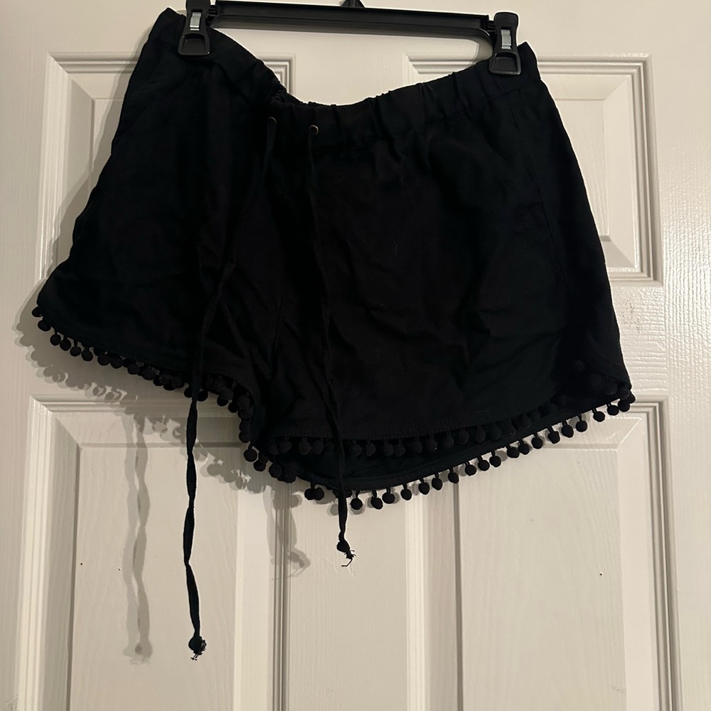 J. Crew Black Pom-Pom Trim Women Shorts